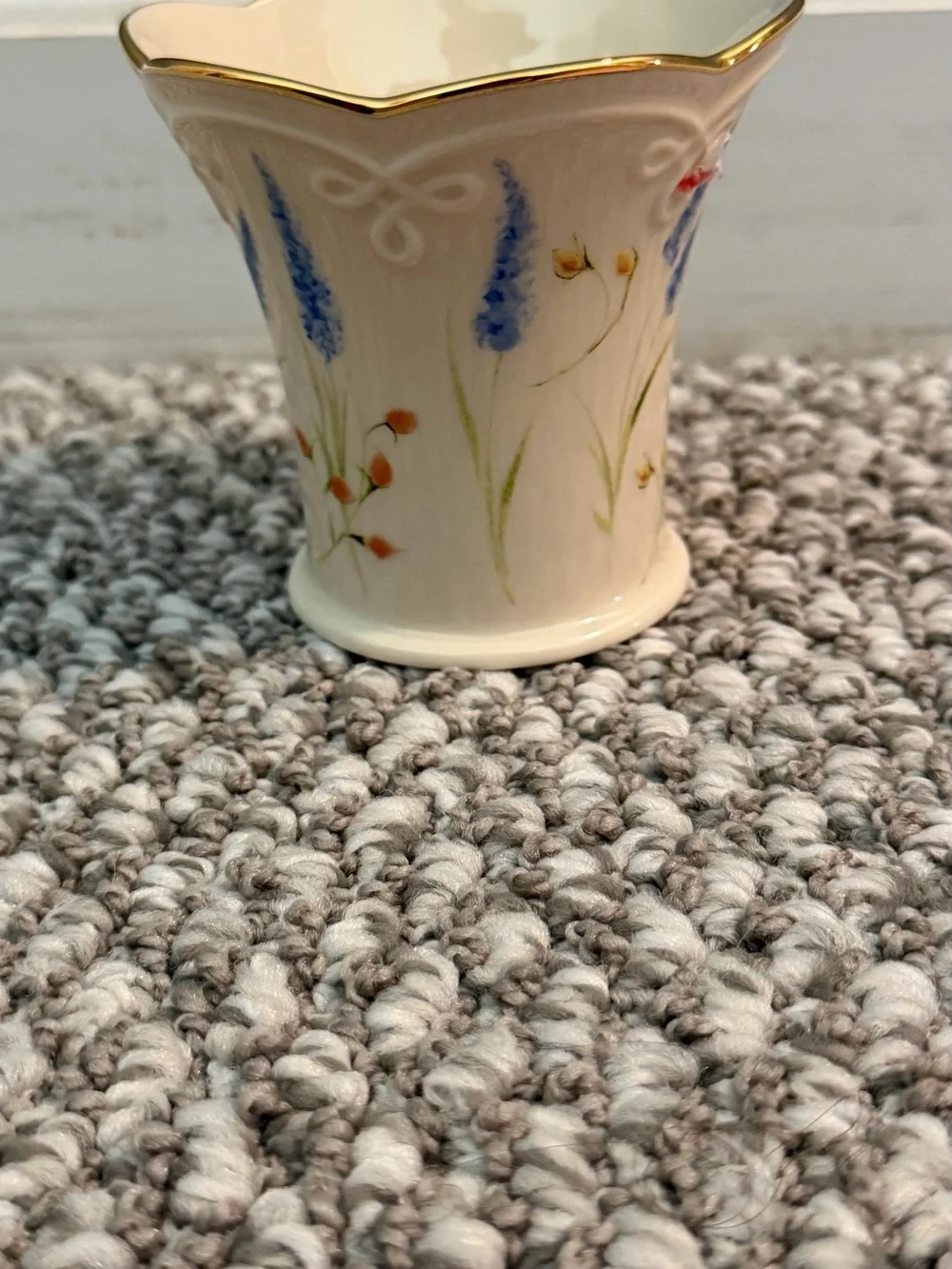 Small Floral Cream color Lenox Porcelain Vase with Gold Trim